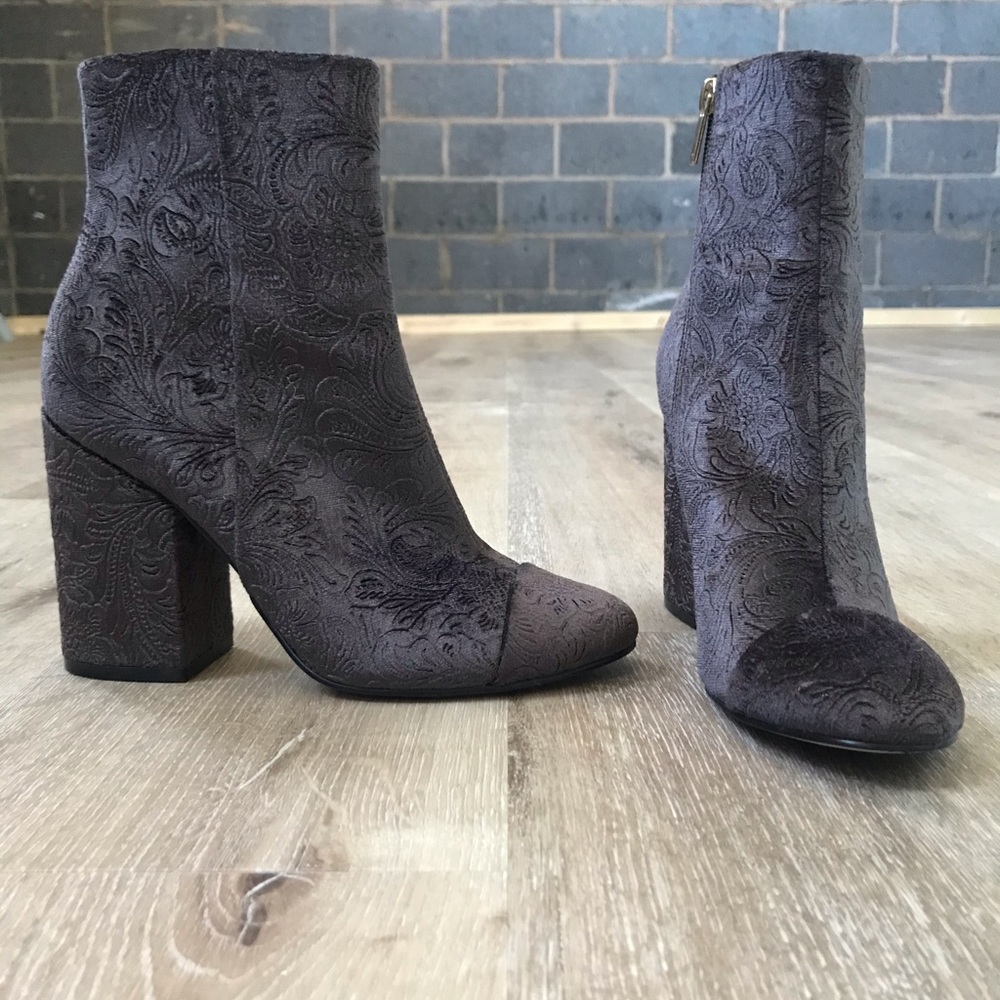 Marc Fisher velvet prana cap toe booties